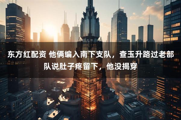 东方红配资 他俩编入南下支队,查玉升路过老部队说肚子疼留下,他没揭穿